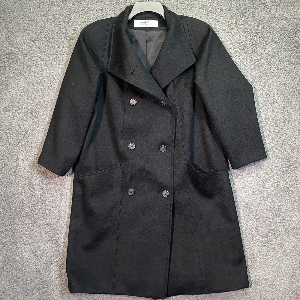 Images Vintage Wool Double Breasted Overcoat 10 Black Heavyweight USA